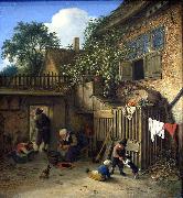 Adriaen van ostade The cottage dooryard. Germany oil painting artist